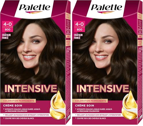 Schwarzkopf - Palette - Coloration Permanente Cheveux - Crème Soin - Couvre 100% des Cheveux Blancs - Tenue 8 semaines - Chatain 800 (Lot de 2)
