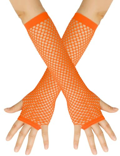Netzhandschuhe Lange Fingerlose Fischnetz Armstulpen Mesh Damenhandschuhe Netzhandschuhe 80er-Jahre Retro Frauen Kostümzubehör Kostümhandschuhe Karnevalskostüme Halloween Cosplay Fishnet Gloves
