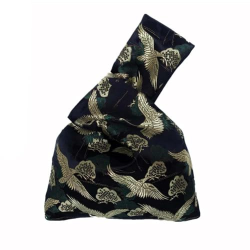 FANCYPUMPKIN Vintage Giapponese Yukata Kimono Crane Wristlet Bag Piccolo Coin Bag Knot Pouch per le donne, E-02