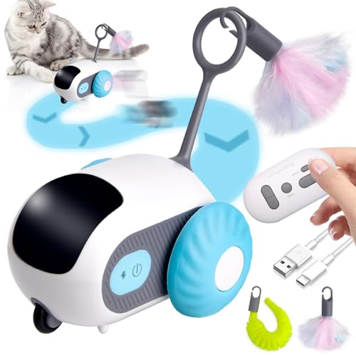 Vibbang Smartyflip giocattolo per gatti auto-occupazione, giocattolo interattivo per gatti, 2 modalità, giocattolo intelligenza telecomandato, giocattolo elettrico per gatti USB ricaricabile