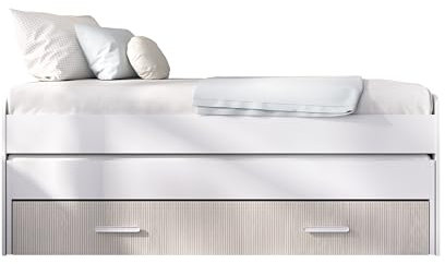 DEKIT GRUPO RIMOBEL PEMA - Cama para dormitorio - BLANCO / NATURAL ALISTONADO - 70 x 200 x 98