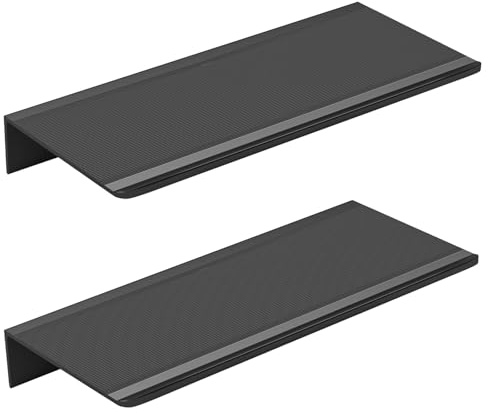 Wisfame Wandregal Metall, Schwarz Regal Wand 2er-Set, Wandregal Ohne Bohren, Badezimmer Duschregal, Display Wand Regale für die Dekoration von Schlafzimmer, Wohnzimmer, Flur (30 x 12CM)
