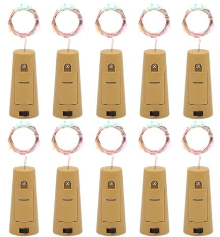 Wine Bottle Lights, Wine Bottle Lights with Cork Stopper,Pack of 10 2M Cork Lights with 20 LEDs - Fairy String Lights, Bottle Stopper Lights with 3 Vous Adjustment