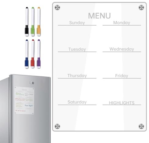 Acryl-Magnetkalender für Kühlschrank, Acryl-Notiztafel | Transparente, wiederverwendbare, magnetische, trocken abwischbare Tafel für die Planung | Multifunktionales Acryl-Planungs-Whiteboard für Essen