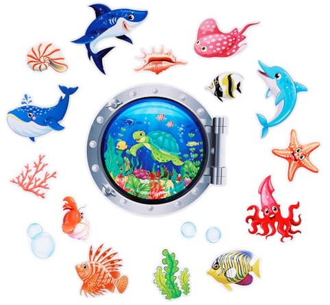 18 stück Magnetische Türdekoration Cruise, Lustige Kühlschrankmagnete Meerestier-Magnete Gummi-Magnet Hai Qualle Krabbe Niedliche Lustige Tier-Kühlschrankmagnete für Büro Zuhause Küche Dekoration