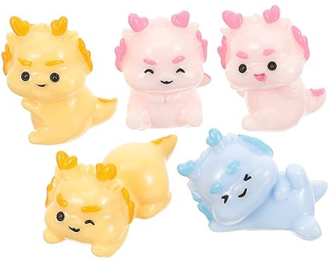 HAPINARY 5stücke Miniatur-drachenfiguren Aus Harz Teiliges Für Geburtstagsdekoration Niedliche Gartenornamente Kompakte Langlebig Und Leicht Für Garten Und Blumenbeet