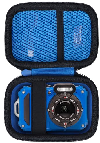Lebakort Dur Étui Housse Cas Compatible avec Kodak Pixpro WPZ2,Bleu+Noir | Appareil Photo Numérique Compact Étui,poche filet pour câbles,compact pour voyages