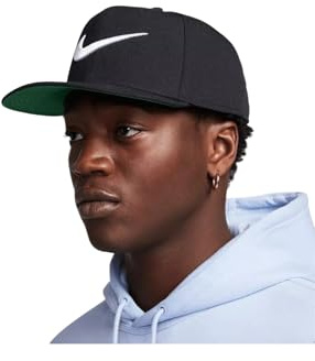 NIKE Verstellbare Baseballkappe, schwarz, weißes Swoosh-Logo, Größe S, Schwarz