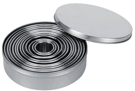 Cortadores de Galletas, 12 Piezas Plantilla de Galletas de Corte Redondo Portátil Cortador Circular Cortador de Galletas Circular con Pulido de Espejo para Hacer Pasteles, (12PCS)