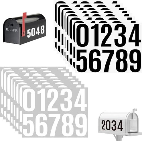 Groß Zahlen Aufklebe Zahlen Sticker Hausnummer Aufkleber Klebezahlen Mülltonnen Aufkleber Nummernaufkleber für Briefkasten Wetterfest 10 cm Schwarz, Weiß für Markieren 16 Stück