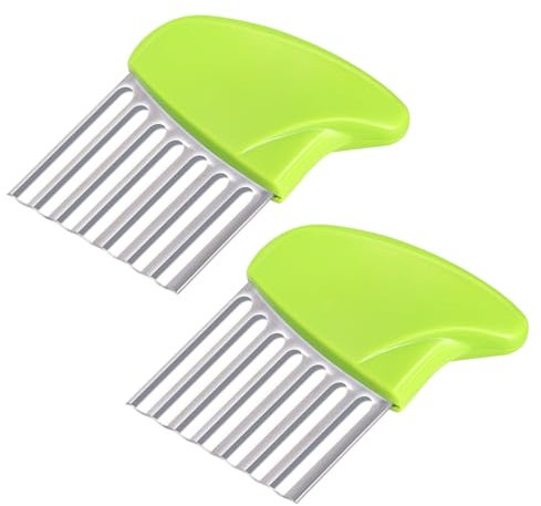 2 Pack Crinkle Cutter Crinkle Wavy Chopper Cutter Stainless Steel Fry Wavy Slicer for Potato Carrot Chip Vegetable