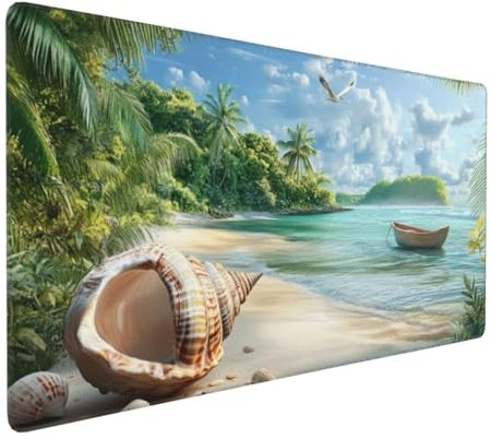 Gaming Mauspad XXL Strand Mousepad 800x400x4mm Hülse Verlängertes Mauspad Schreibtischauflage,Genähte Kanten Mauspad,Verbessert Präzision und Geschwindigkeit Wasserdicht Geeignet für Büro und Spiele