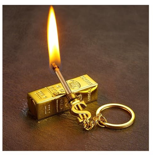 Goldbarren, kleine Streichhölzer, Ganzmetall-Multifunktions-Schlüsselanhänger, 10000 Streichhölzer, Wasser- und winddichtes Feuerzeug, Kerosinfeuerzeug