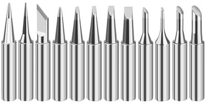 HUATEEN Punte Saldatore Stagno,12 Pezzi 900M Punte Saldatore per Stazioni di Saldatura Punte di Saldatura di Ricambio per Attrezzature e Accessori per Saldatura