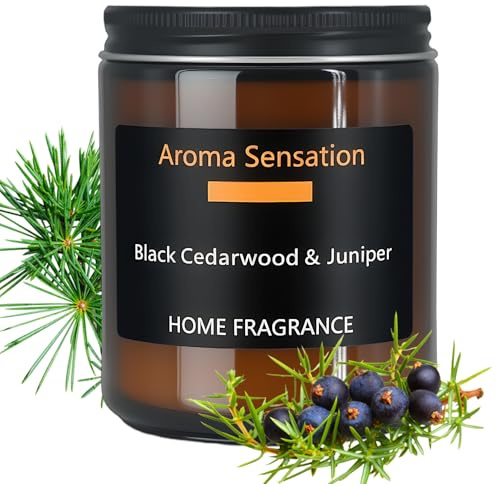 Zedarholz Duftkerze im Glas, Kerze Duft Geschenk für Frauen Männer, Scented Candle, Aromatherapie Kerze für Entspannung, Natürliches Sojawachs, 80 Std. Lange Brenndauer, 200g