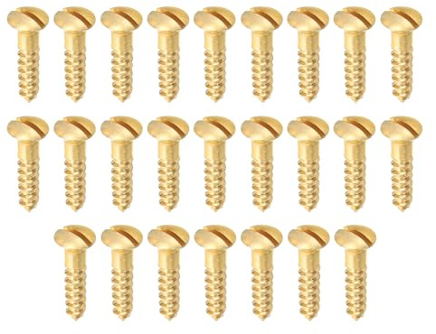 PATIKIL Tornillo De Madera Ranurado M3.5 X 16mm 25 Unidades Cabeza Ovalada Cabeza Plana Autorroscante Para Conexión De Muebles De Madera En Latón Macizo Color Dorado