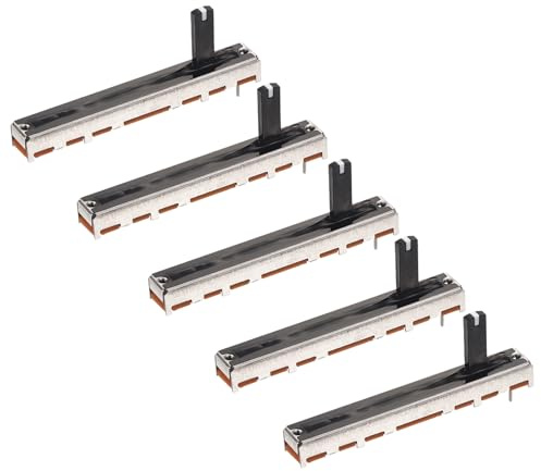 QUARKZMAN 5 Stück | Schiebepotentiometer 100K Ohm Slide Potentiometer Einzel Linear 45mm 3 Pins Elektronisches Potentiometer, Mit Kunststoffgriff