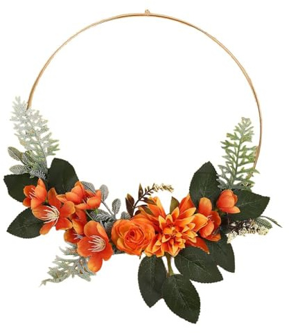 Wambere 1 Stück Hängen Kranz Blumenkranz Deko Künstlich Blumen,Girlande für Haustür Fenster Wand Hängepflanzen-Dekokranz für Hochzeit Party Garten,Hochzeit,Party,Festival,Weihnachten,Champagner