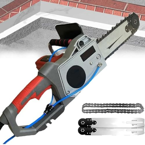 Scie à béton électrique 18,9 pouces, tronçonneuse à béton électrique 6 500 W/6 000 tr/min, coupe-mur à chaîne diamantée portative, avec système anti-poussière alimenté par eau, profondeur 48 cm