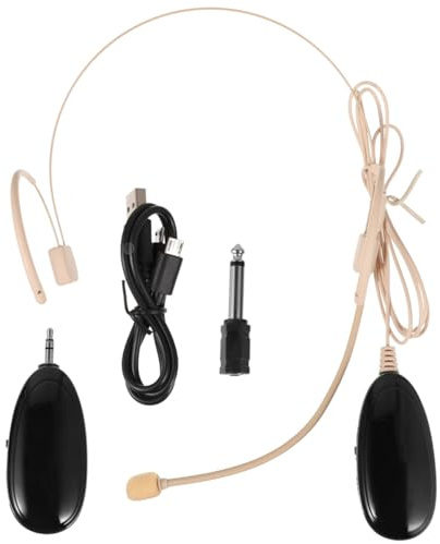 Wireless Headset Microphone 2.4g Black Plastic Mini | Invisible Head-mounted Clip Design, Camera and Mixer Use, Loudspeaker Function for Classes and Speeches