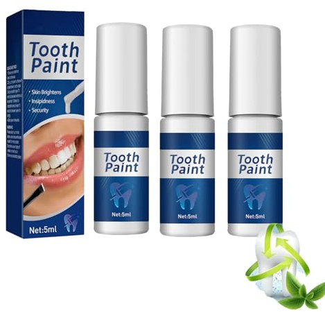 Whitening Tooth Paint, Zahnweiß-Stift - Emailliertes sicheres Gel zur Fleckenentfernung, Plaque Tartar Control, Aufhellung gelber Zähne, frischer Atem Mundpflege Home Travel Use (3PCS)