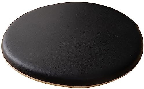 Runde Stuhlkissen aus Leder für die Küche runde Sitzkissen Dicke rutschfeste Stuhlpolster aus Memory Schaum für Stühle im Esszimmer im Innen und Außenbereich (Schwarz 38 cm)