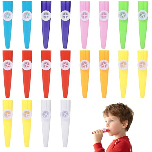 20 PCS Kazoo Instrument,Kazoos Multipack,Kazoos Musical instruments,Plastic Card Flute Accompaniment Toy,Suitable for Party Favors Birthday Gift Prize Anniversary,8 Colors