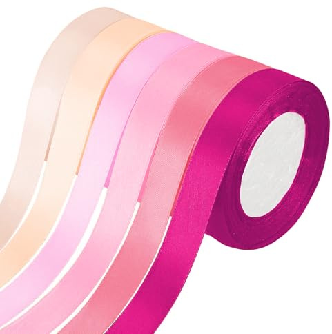 TPTGIAR 6 Farben Satinband Bänder: 20mm × 22m Geschenkband Breit, Polyester Bunte Schleifenband Seidenband zum Geschenkverpackung Bastelarbeiten Geburtstag und Hochzeitsdekoration (Rosa)