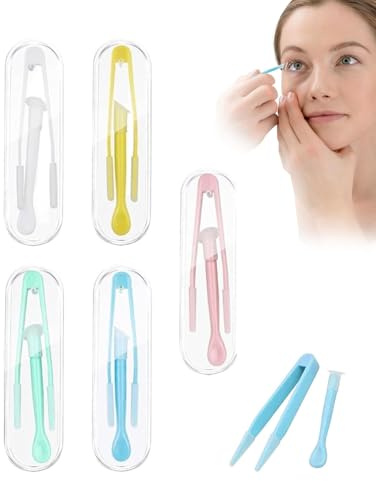 FUGLUS 5 Stück Kontaktlinsen Einsetzhilfe, Kontaktlinsen Pinzetten, Kontaktlinsen Sauger, Kontaktlinsen Einsetzhilfe Weiche, Bunte Contact Lens Tweezers 5 Farben