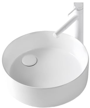 YQINQIN83B Fregadero de baño Lavabo de baño de cerámica Moderno Minimalista Blanco Redondo sobre encimera Lavabo de tocador