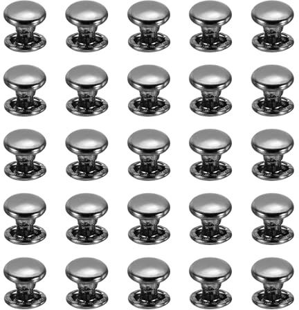 PATIKIL Leather Rivets, 160Sets Carbon Steel Double Cap Rivet Kits Craft Replacement Accessories for Handbags Belts Clothes Shoes, Black (6 x 6 Mm)