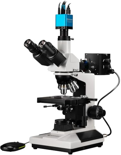 Bresser microscopio trinoculare 50-600x con telecamera MicroCam MINI Full HD HDMI, illuminazione alogena 20W, ideale per laboratorio e presentazioni