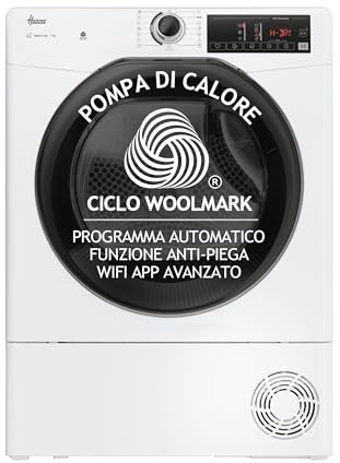 Hoover H-DRY 350 Sèche-linge 9 kg, pompe à chaleur, libre installation, 85 x 60 x 58,5 cm (HxLxP), classe D, contrôle Wi-Fi + BLE, App hOn, 16 programmes, blanc - HR EH9N2TBE-S