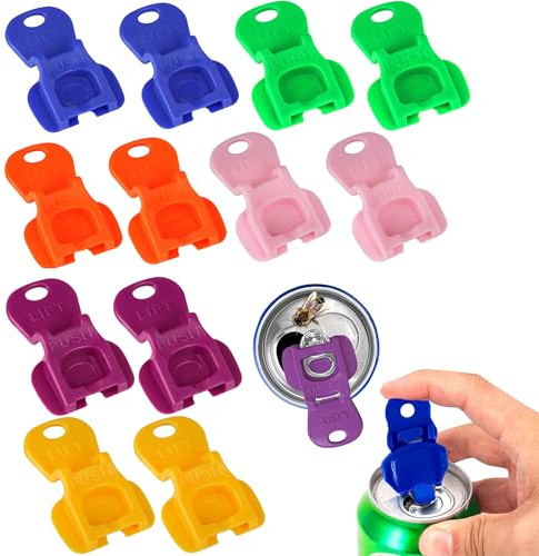 12 piezas Abrelatas Caja de Soda de Cerveza Plástica, Abridores de Latas de Bebidas, Abridor de Bebidas con Función de Tapa, abrelatas simple, para Latas de Aluminio Cola Cerveza Soda Bebidas