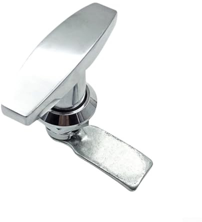 Serratura a forma di T in lega di zinco con fissaggio posteriore per cassetta degli attrezzi, porta del garage, armadio e rimorchio, finitura nera o cromata (cromata)