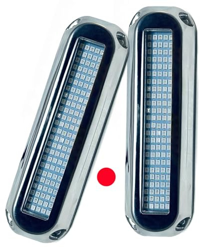 NBWDY 2Pcs Red Underwater light,120 LEDs Marine Boat LED Lights 316 Stainless Steel Boat Transom Deck Dock Lamp,Pontoon Yacht Trailer Stern Navigation Interior Lights,6000LM
