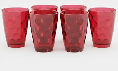 COSE DA CASA Set di 6 Bicchieri Barocco Rossi 28 cl per una Tavola Natalizia Elegante per Festeggiamenti Speciali natale Perfetti per Acqua, Soft Drink e Aperitivi