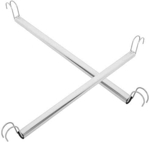 jojofuny Lot de 2 Barres de Penderie 50 CM en Acier Inoxydable Argenté avec Crochets Métalliques Porte-Manteau Suspendu Polyvalent pour Étendoir à Linge Rangement Dressing Gain de Place