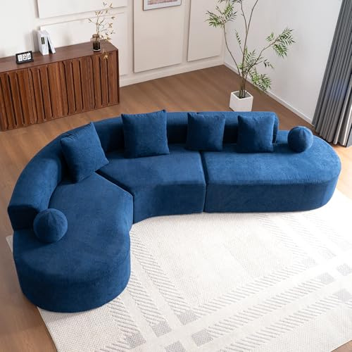 Luscriate XXXL Cloud Ecksofa 327 cm L-Form – Großes bodennahes Sofa ohne Montage, extra Tiefe Sitzfläche, wolkenweicher Komfort, modernes Big Sofa für Wohnzimmer, Blau 5-Siter (Blue-5S)