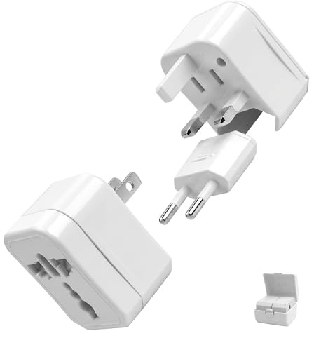 Adaptador Enchufe Universal, Adaptador Universal para EU, Reino Unido, Americano, Canadá, Australia& 150+País(Negro)