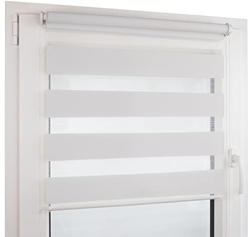 Deco4Me Doppelrollo Klemmfix ohne Bohren (100 x 160 cm, Weiß) - Duo Rollo lichtdurchlässig - blickdichte Rollos für Fenster ohne Bohren - Klemmrollo, Fensterrollo, Innenrollo (Stoffbreite 96 cm)