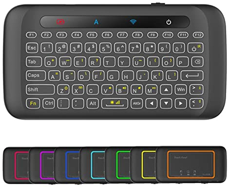 Dupad story H20 Mini Wireless Keyboard with Touchpad, Full Size Touchpad, Handheld IR Remote Keyboard for Android TV Box, Windows PC, HTPC, IPTV, PC, Raspberry Pi