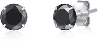 SILBERTALE Boucles d'oreilles à tige en argent sterling 925 avec oxyde de zirconium noir de 3 à 8 mm pour homme et femme