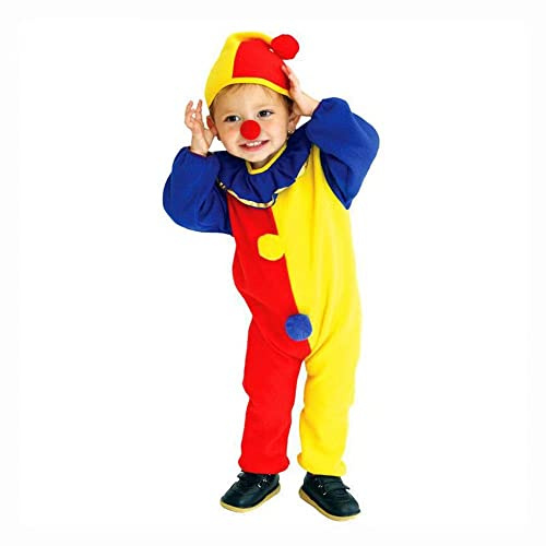 QIAONIUNIU Halloween Child's Clown Costume Kids Baby Jumpsuits Toddlers Dress Up with Nose and Hat Small (3-5 Years)