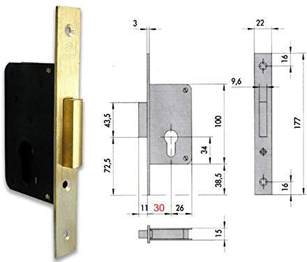 CISA 52210-30-0 SERRATURA INFILARE CILINDRO SAGOMATO BQ F22