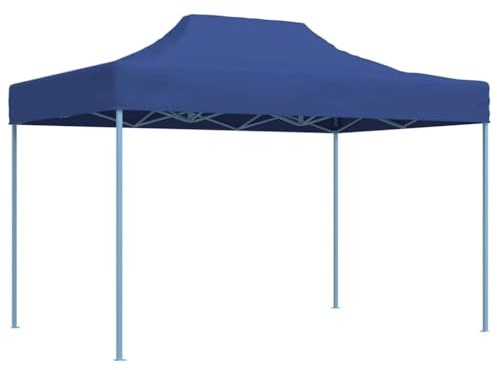 vidaXL Tente de Réception Pliable Professionnelle Tonnelle de Jardin Tonnelle de Patio Pavillon de Terrasse Auvent d'Extérieur 3x4 m Acier Bleu
