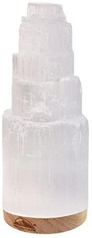 Himalayan Glow WBM Selenite Crystal Lamp 20cm, Moroccan Skyscraper Lamp, Crystals and Healing Stones for Healing and Meditation