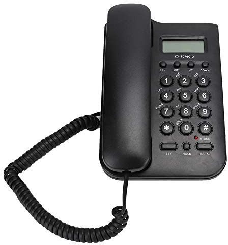 Landline Phone, KX-T076 Caller ID Display Corded Telephone Support FSK/DTMF Dual System for Home/Office, Clear Sound(Black)