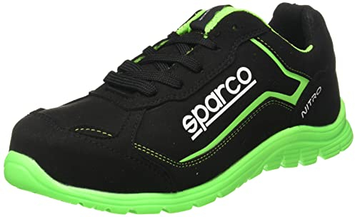 Sparco 0752242NRVF, Teamwork Scarpa Antinfortunistica Da Lavoro-Bassa per UOMO E Donna-Nitro-S3 SRC, Botas de Seguridad y contra Incendios Unisex Adulto, Nero/Verde, 42 EU, Black Fluo Green