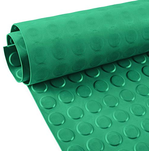 ANRO Gummimatte Noppenmatte Meterware 3mm Gummiläufer Noppen Bodenmatte als Werkstattboden, Antirutschmatte, Werkbank Auflage, Gummi Matte für Anhänger, Keller, Garage TPE Grün 100 x 100cm